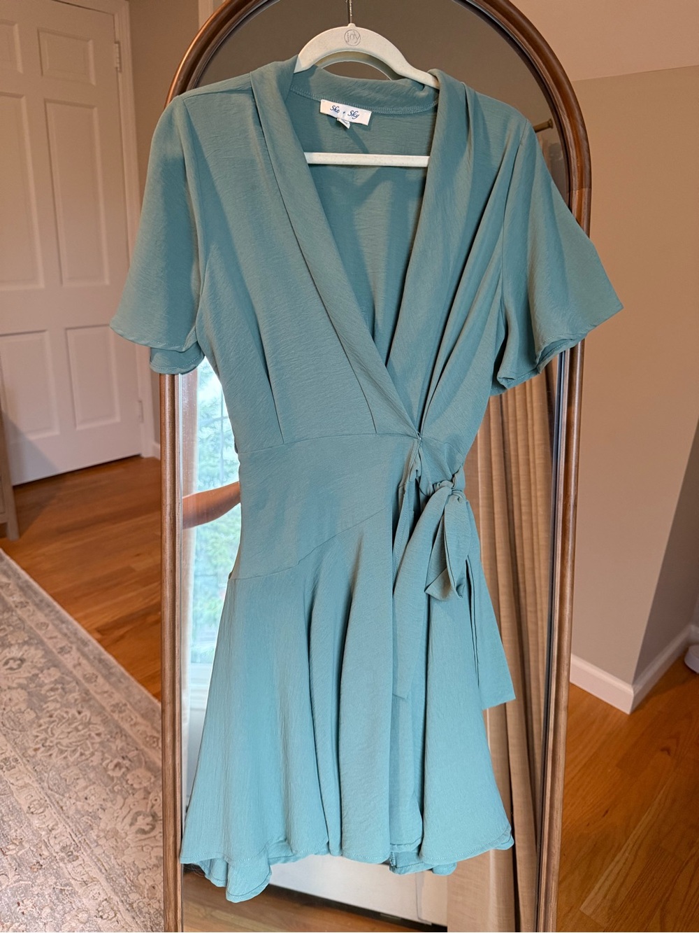 Wrap Tie-Waist Dress in Teal